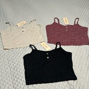 Set of three sleep crop tops